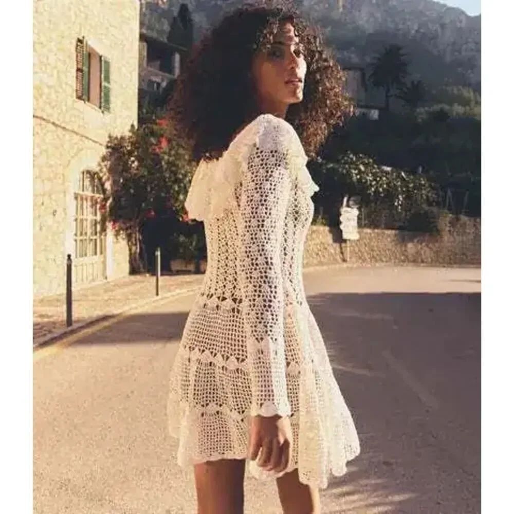 Doen capucine crochet dress in pearl XS